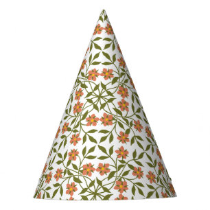 Chapeaux De Fètes Fleurs oranges, motif floral, verdure, Boho
