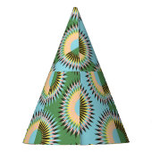 Chapeaux De Fètes Fleurs pliées : motif rétro bleu-vert. (Dos)