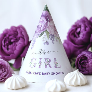 Chapeaux De Fètes Fleurs violettes et roses C'est un Baby shower de
