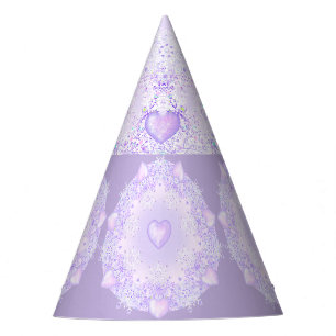 Chapeaux De Fètes flocon de neige violet clair et coeur étincelant