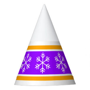 Chapeaux De Fètes Flocons de neige festifs bandes violettes orange s