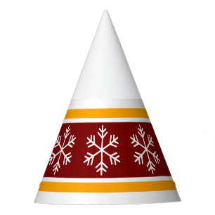 Chapeaux De Fètes Flocons de neige festifs vintage rouge orange rayu