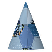 Chapeaux De Fètes Floral, patchwork de denim : motif bleu. (Dos)