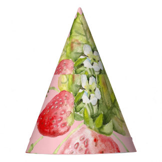 Chapeaux De Fètes Fraises d'aquarelle, motif transparent et fruité.