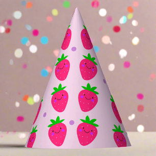 Chapeaux De Fètes Fraises Motifs roses mignonnes Fille d'anniversair