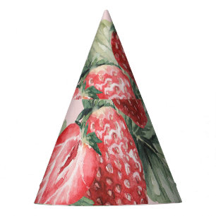 Chapeaux De Fètes Fraises mûres d'été : Aquarelle rose