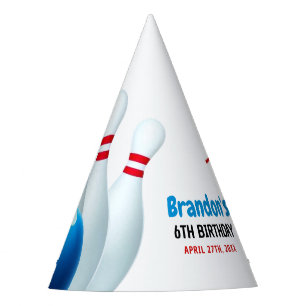 Chapeaux De Fètes Fun Blue & Red Bowling Kids 6e anniversaire