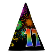 Chapeaux De Fètes Fun Fireworks + Rainbow Motif "17" Anniversaire # (Droite)