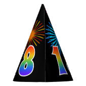 Chapeaux De Fètes Fun Fireworks + Rainbow Motif "18" Anniversaire # (Dos)