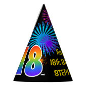 Chapeaux De Fètes Fun Fireworks + Rainbow Motif "18" Anniversaire # (Gauche)