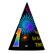 Chapeaux De Fètes Fun Fireworks + Rainbow Motif "1" Anniversaire # (Gauche)