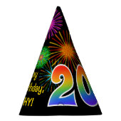Chapeaux De Fètes Fun Fireworks + Rainbow Motif "20" Anniversaire # (Droite)