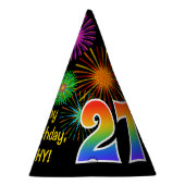 Chapeaux De Fètes Fun Fireworks + Rainbow Motif "27" Anniversaire # (Droite)