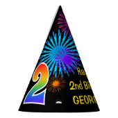 Chapeaux De Fètes Fun Fireworks + Rainbow Motif "2" Anniversaire # (Gauche)