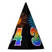 Chapeaux De Fètes Fun Fireworks + Rainbow Motif "34" Anniversaire # (Dos)