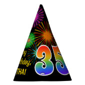 Chapeaux De Fètes Fun Fireworks + Rainbow Motif "35" Anniversaire # (Droite)