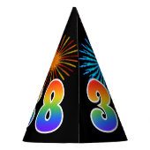Chapeaux De Fètes Fun Fireworks + Rainbow Motif "38" Anniversaire # (Dos)