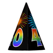 Chapeaux De Fètes Fun Fireworks + Rainbow Motif "40" Anniversaire # (Dos)