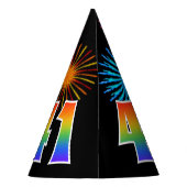 Chapeaux De Fètes Fun Fireworks + Rainbow Motif "41" Anniversaire # (Dos)