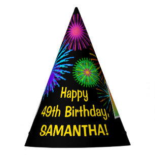 Chapeaux De Fètes Fun Fireworks + Rainbow Motif "49" Anniversaire #