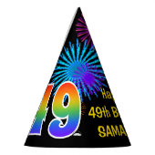 Chapeaux De Fètes Fun Fireworks + Rainbow Motif "49" Anniversaire # (Gauche)