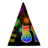 Chapeaux De Fètes Fun Fireworks + Rainbow Motif "51" Anniversaire # (Droite)