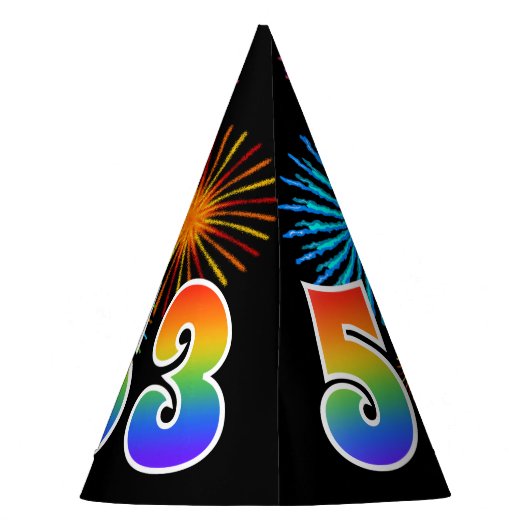 Chapeaux De Fètes Fun Fireworks + Rainbow Motif "53" Anniversaire # (Dos)