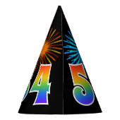 Chapeaux De Fètes Fun Fireworks + Rainbow Motif "54" Anniversaire # (Dos)