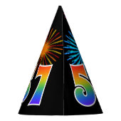 Chapeaux De Fètes Fun Fireworks + Rainbow Motif "57" Anniversaire # (Dos)