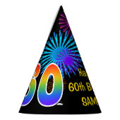 Chapeaux De Fètes Fun Fireworks + Rainbow Motif "60" Anniversaire # (Gauche)