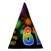 Chapeaux De Fètes Fun Fireworks + Rainbow Motif "61" Anniversaire # (Droite)