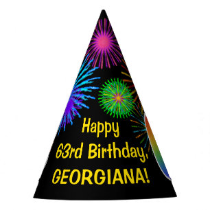 Chapeaux De Fètes Fun Fireworks + Rainbow Motif "63" Anniversaire n°