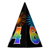 Chapeaux De Fètes Fun Fireworks + Rainbow Motif "64" Anniversaire # (Dos)