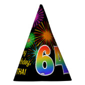 Chapeaux De Fètes Fun Fireworks + Rainbow Motif "64" Anniversaire # (Droite)