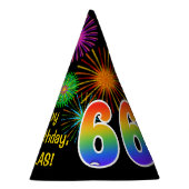 Chapeaux De Fètes Fun Fireworks + Rainbow Motif "66" Anniversaire # (Droite)