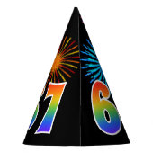 Chapeaux De Fètes Fun Fireworks + Rainbow Motif "67" Anniversaire # (Dos)