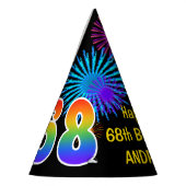 Chapeaux De Fètes Fun Fireworks + Rainbow Motif "68" Anniversaire # (Gauche)