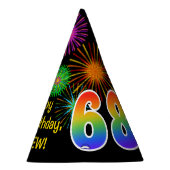 Chapeaux De Fètes Fun Fireworks + Rainbow Motif "68" Anniversaire # (Droite)