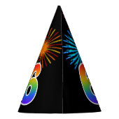 Chapeaux De Fètes Fun Fireworks + Rainbow Motif "6" Anniversaire # (Dos)