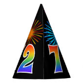 Chapeaux De Fètes Fun Fireworks + Rainbow Motif "72" Anniversaire # (Dos)