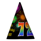 Chapeaux De Fètes Fun Fireworks + Rainbow Motif "72" Anniversaire # (Droite)