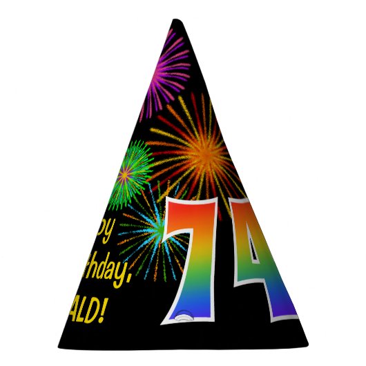 Chapeaux De Fètes Fun Fireworks + Rainbow Motif "74" Anniversaire # (Droite)