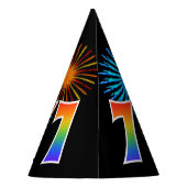 Chapeaux De Fètes Fun Fireworks + Rainbow Motif "77" Anniversaire # (Dos)