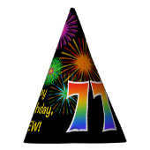 Chapeaux De Fètes Fun Fireworks + Rainbow Motif "77" Anniversaire # (Droite)