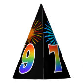 Chapeaux De Fètes Fun Fireworks + Rainbow Motif "79" Anniversaire # (Dos)