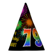 Chapeaux De Fètes Fun Fireworks + Rainbow Motif "79" Anniversaire # (Droite)