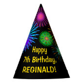 Chapeaux De Fètes Fun Fireworks + Rainbow Motif "7" Anniversaire # (Devant)
