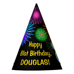 Chapeaux De Fètes Fun Fireworks + Rainbow Motif "81" Anniversaire #