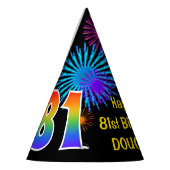 Chapeaux De Fètes Fun Fireworks + Rainbow Motif "81" Anniversaire # (Gauche)