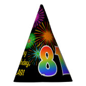 Chapeaux De Fètes Fun Fireworks + Rainbow Motif "81" Anniversaire # (Droite)